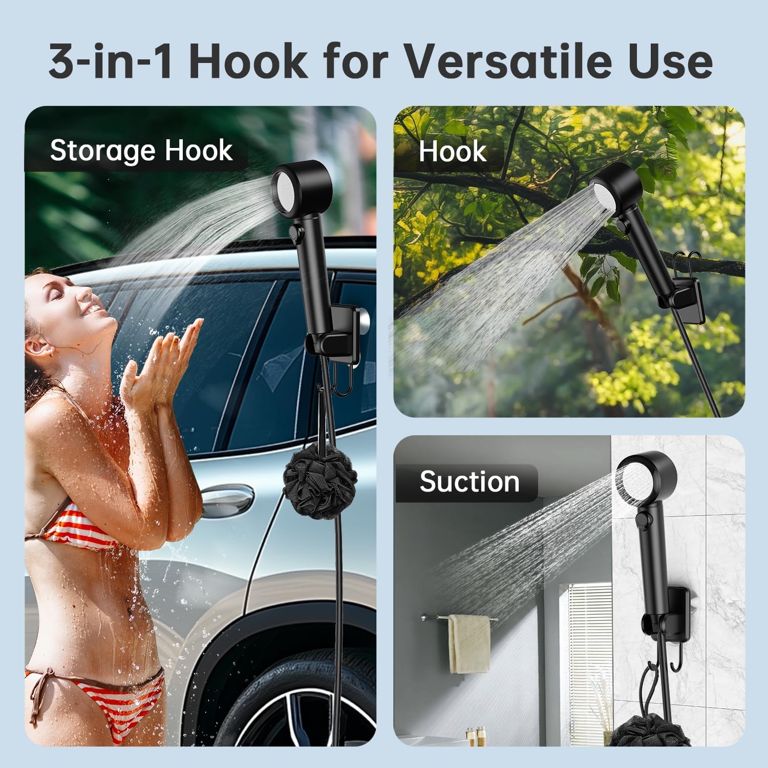 Portable Shower - 8000mAh Rechargeable Camping Shower Pump with Bath Sponge, 4 Spray Modes, IPX8 Waterproof, Ideal for Outdoor Camping, Travel, Car Washing, Pet Bathing, and Watering Plants Portable Shower - 8000mAh Rechargeable Camping Shower Pump with Bath Sponge, 4 Spray Modes, IPX8 Waterproof, Ideal for Outdoor Camping, Travel, Car Washing, Pet Bathing, and Watering Plants